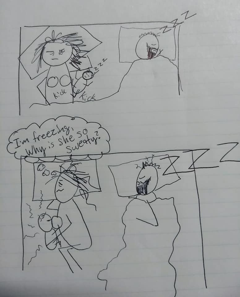 Женщина нарисовала мужу комикс о своей бессонной ночи