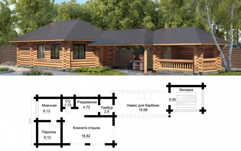 Бани угловые: проект из бревна с мансардой, баня из бруса углом – всё о банях