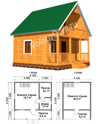 Баня 6х6 с террасой: проектирование – всё о банях