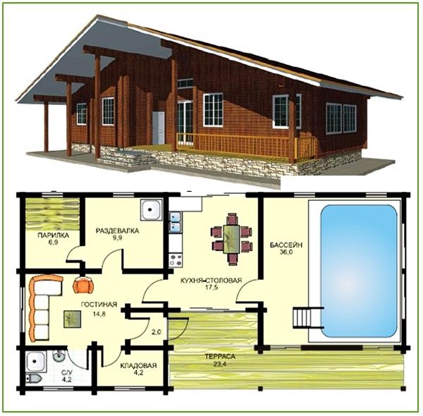 Баня с хозблоком под одной крышей: проекты с сараем и туалетом, дровяником – всё о банях