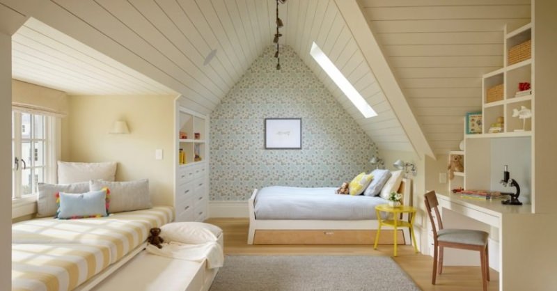 Дизайн мансарды: оформление детской комнаты и спальни