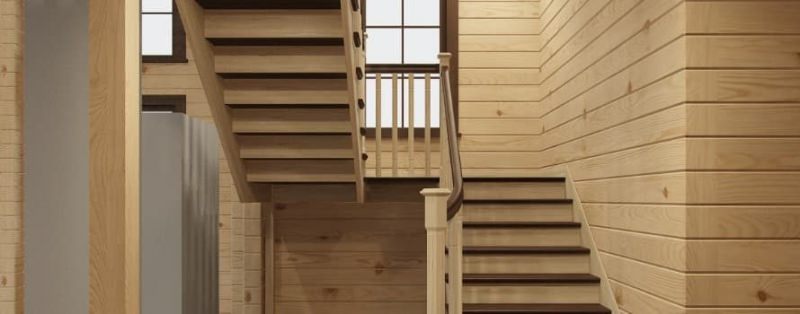 Г образная лестница: деревянные конструкции с площадкой, материалы и особенности