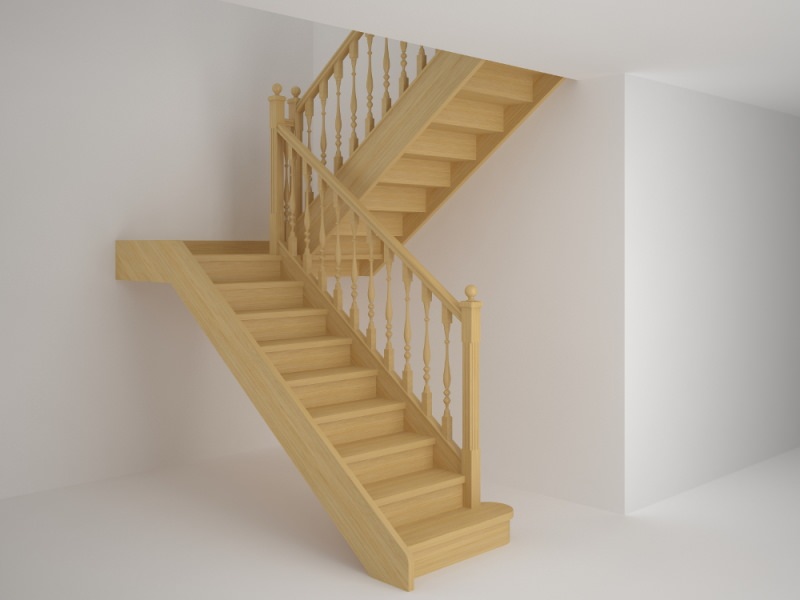 Г образная лестница: деревянные конструкции с площадкой, материалы и особенности