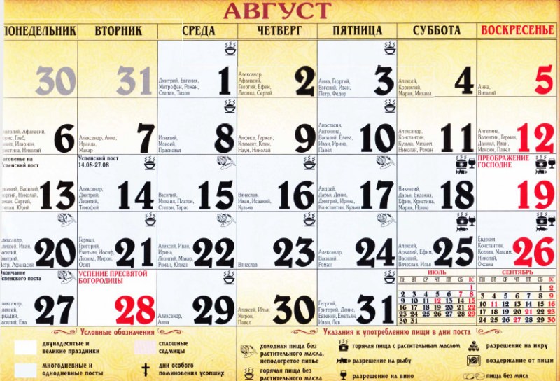Именины в августе по церковному календарю — выбор женского и мужского имени, список по дням, особенности