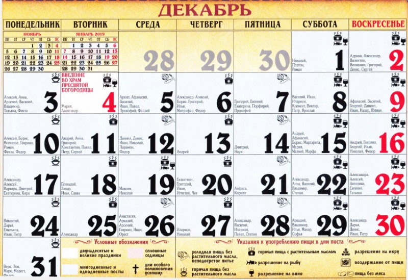 Именины в декабре по церковному календарю — выбор женского и мужского имени, список по дням, особенности