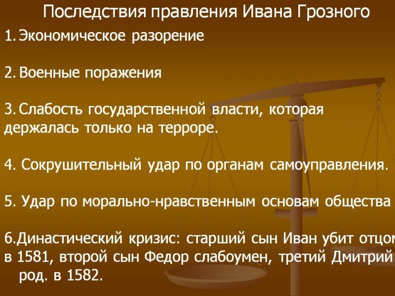 Итоги правления ивана iv грозного — история России