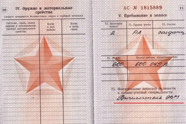Как расшифровать код ВУС в военном билете и какую специальность он предусматривает