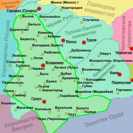 Карта галицко-волынского княжества — история России