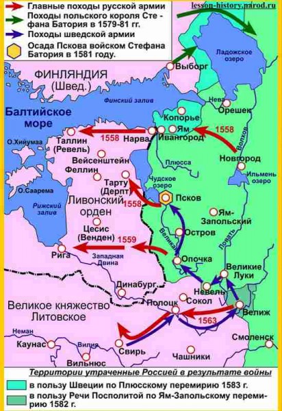 Карта: ливонская война 1558-1583 гг — история России