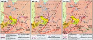 Карта: междоусобная война в московском княжестве 1425-1450 гг — история России