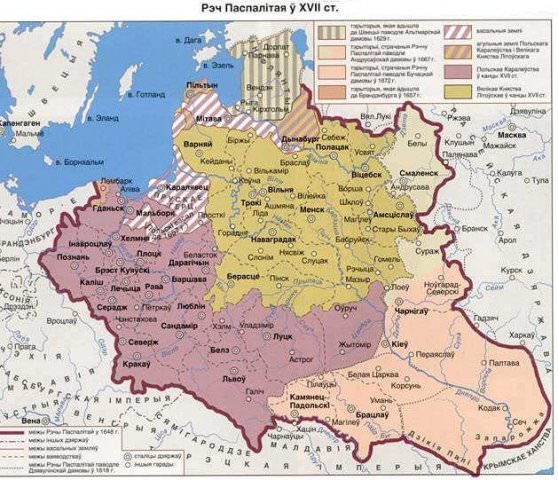 Карта: освободительная война на украине и в белоруссии 1648-1654 гг — история России