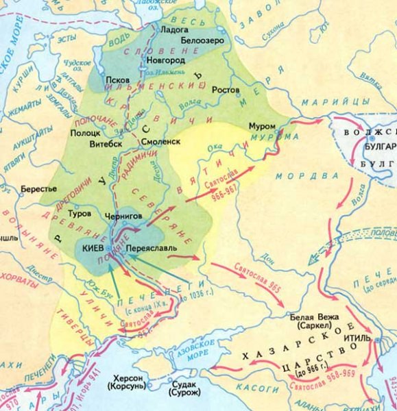Карта походов святослава — история России