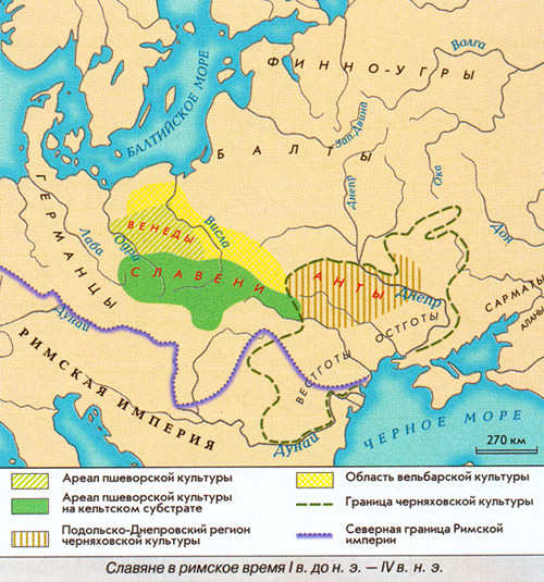 Карта: восточные славяне в 7-9 веках — история России