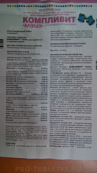 Компливит для беременных состав