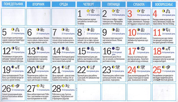 Лунный календарь огородников и садоводов на февраль 2018 года