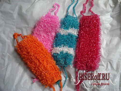 Мочалка для бани: вяжем своими руками – всё о банях