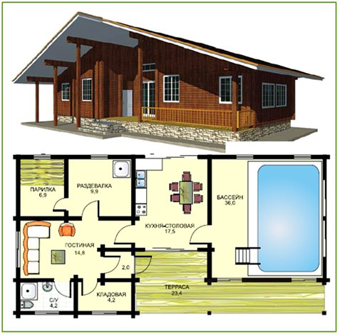 Подборка проектов бань с бассейном – всё о банях