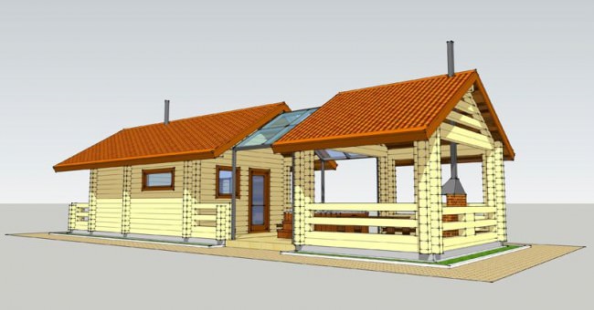 Проекты бань с террасой и верандой – всё о банях