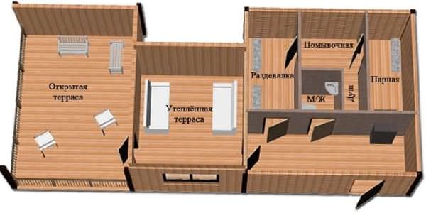 Проекты бани с комнатой отдыха: с небольшой кухней, спальней, одноэтажные бани с предбанником, фото и видео – всё о банях
