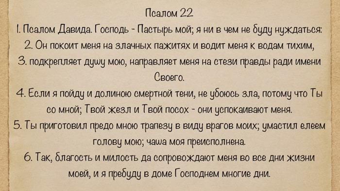 Псалом 22 — зачем нужны толкования, как понимать и читать, текст