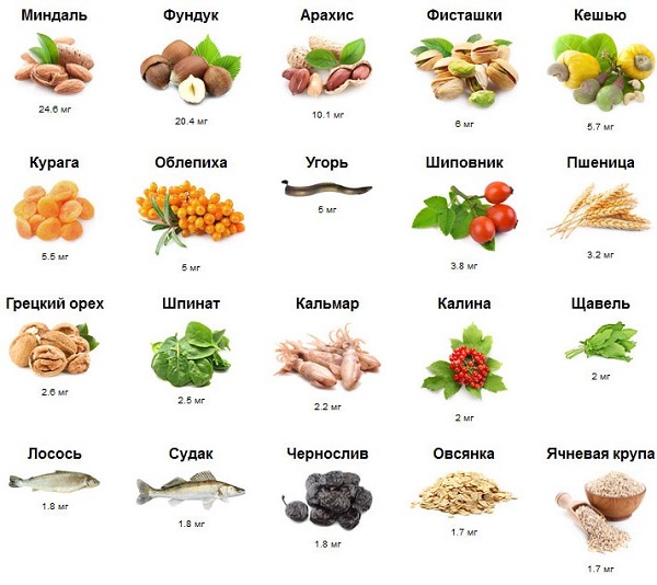 В каких продуктах содержится витамин e