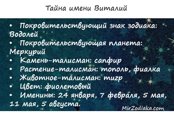 Виталий: значение имени, совместимость и характер