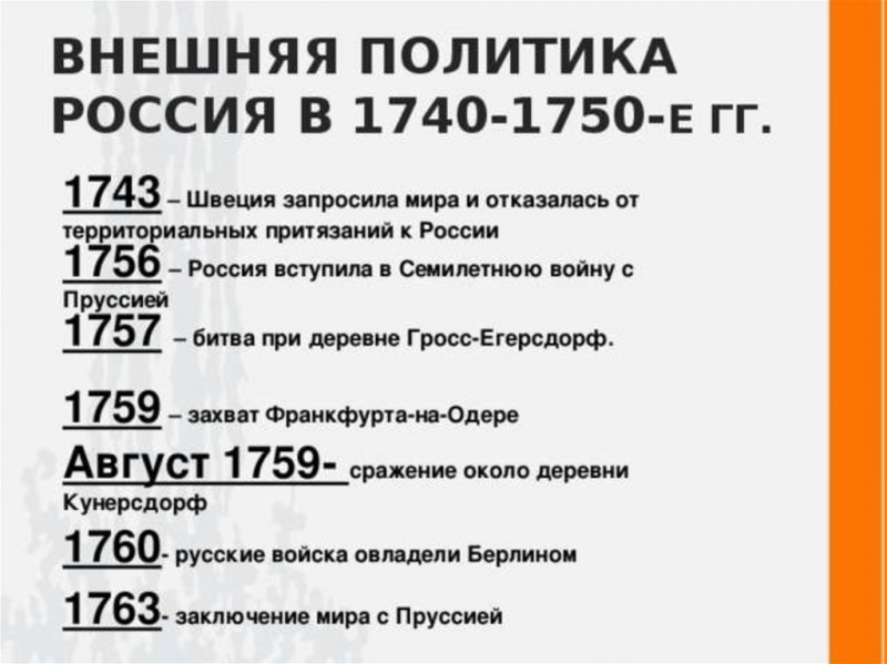 Внешняя политика в России 1740-1750-е года — история России