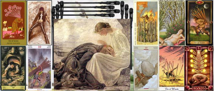 Значение и толкование таро 10 жезлов в перевёрнутом и прямом положении