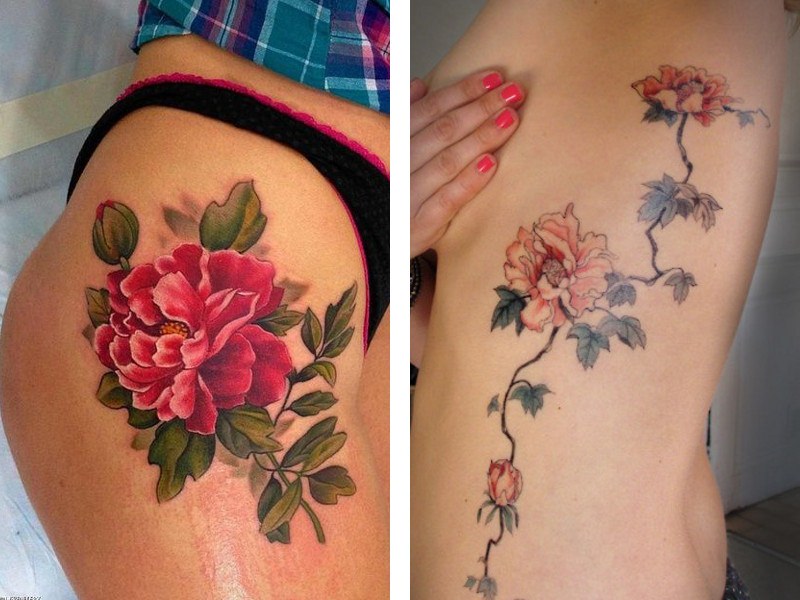 Значение татуировки с красивыми цветками пиона — символика, кому подходит