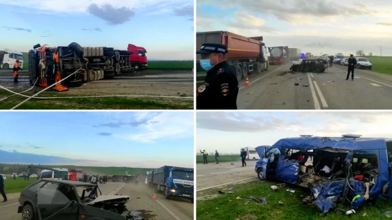Появилось видео ДТП с микроавтобусом на Ставрополье