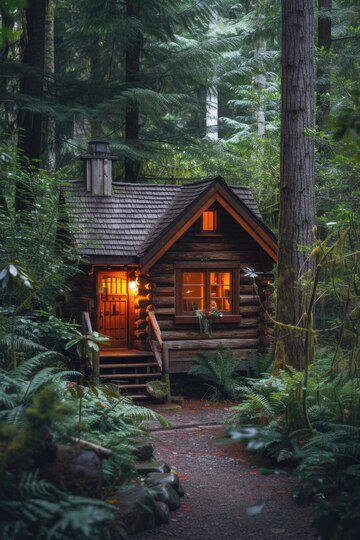 Дом с панорамными окнами в еловом вековом лесу: волшебное место для отдыха